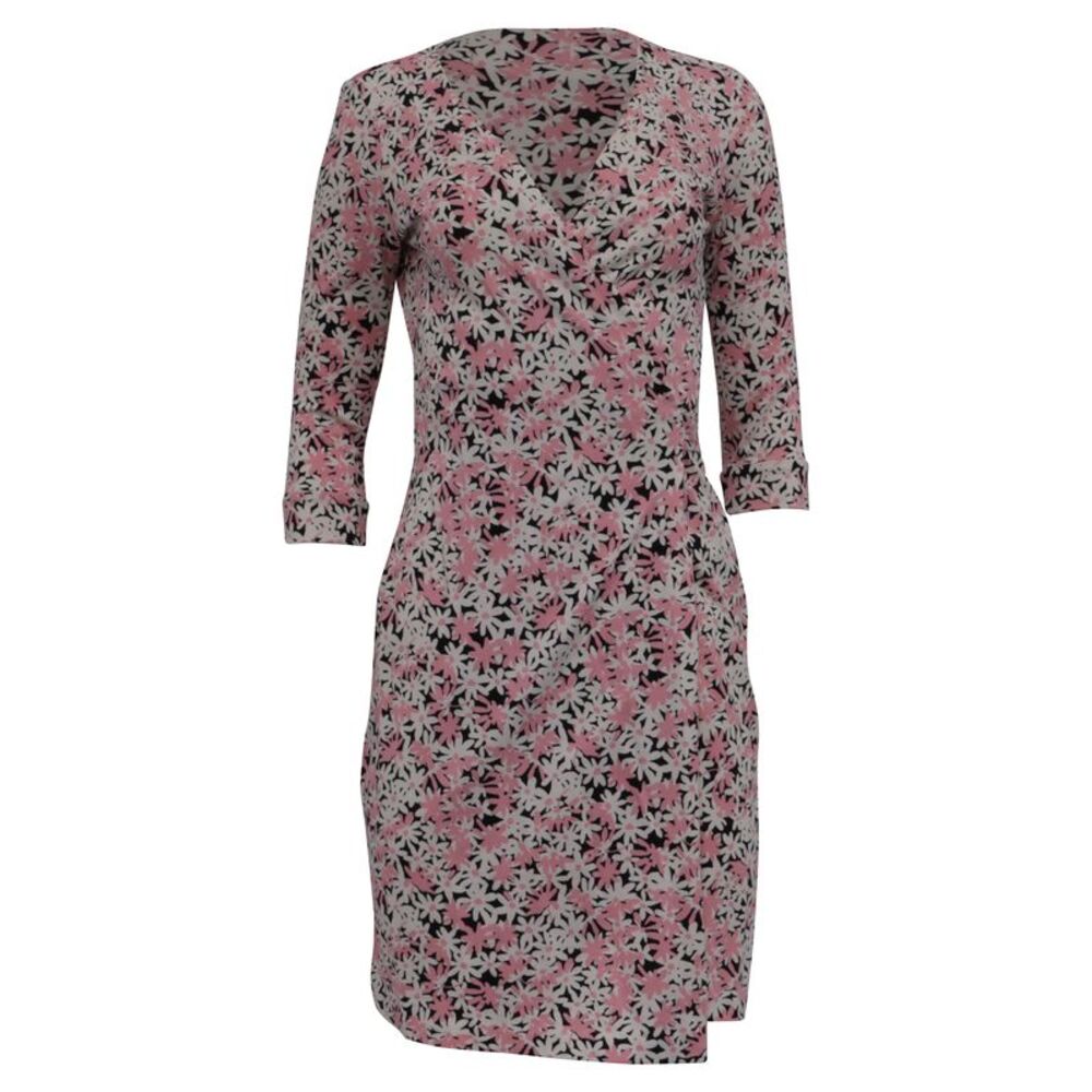 Diane von Furstenberg New Julian Two Garden Daisy Wrap Dress in Pink Cotton
